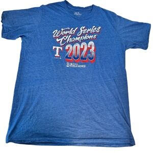 Majestic Threads Texas Rangers World Series Champions 2023 T Shirt Men's 2X Blue